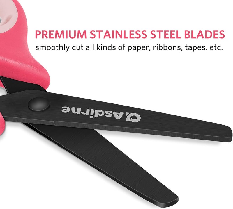 Asdirne Kids Scissors - Safety Children Scissors with Blunt Tip Stainless Steel Blades and Soft Grip, Great for Home and School, Pink, 13.5cm - Image 5
